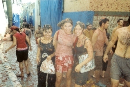 Me (right) and my friends after La Tomatina
